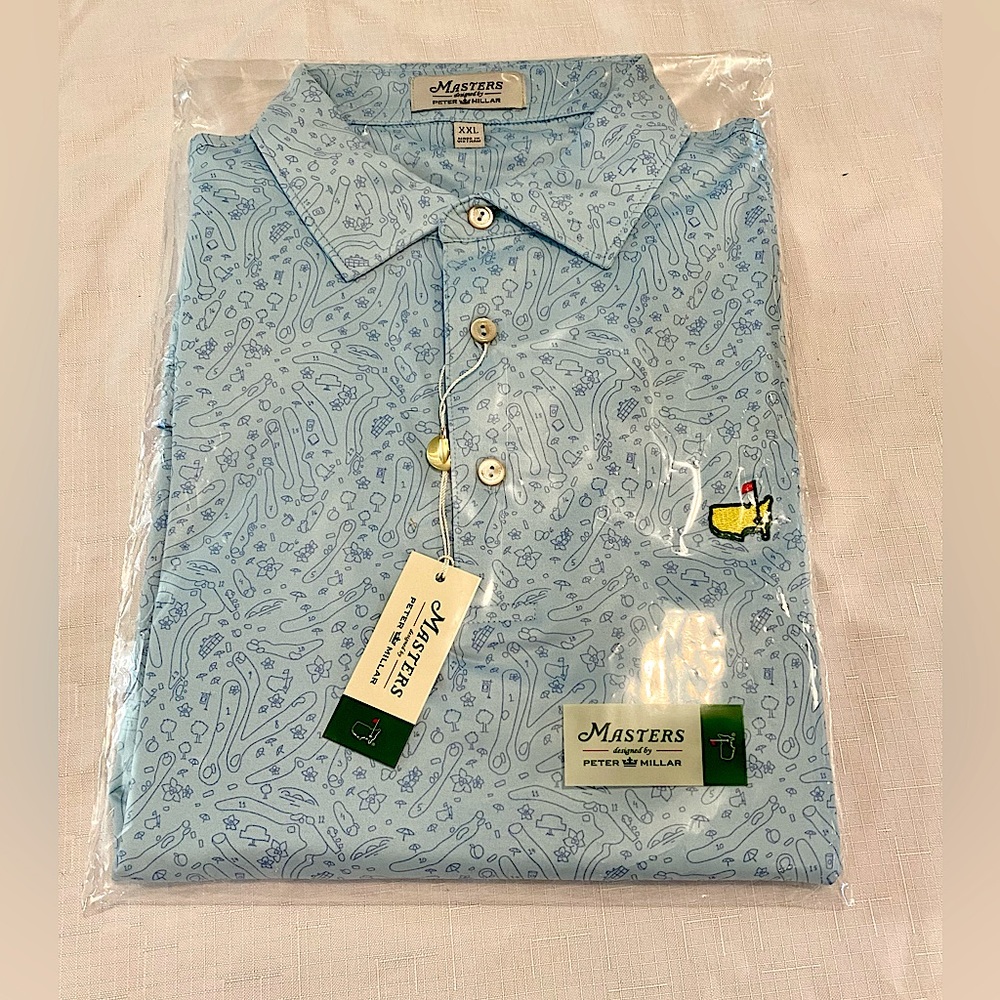 NWT Peter Millar Masters Course Map Polo